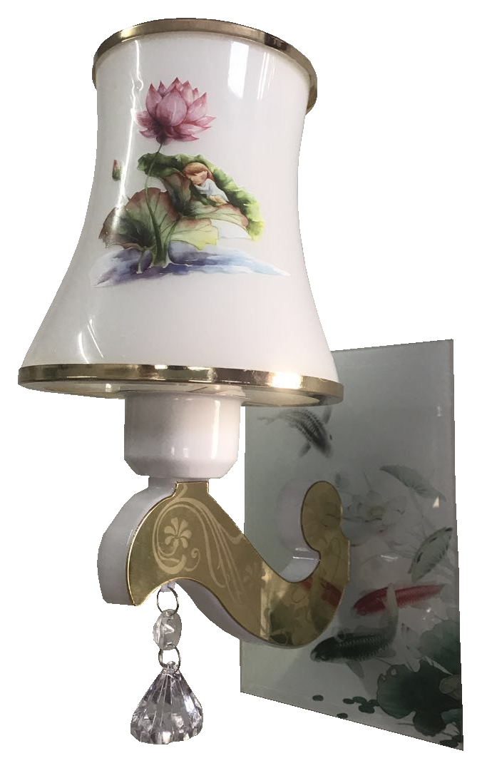 Đèn tường đế kính chao hoa lá 8853/1