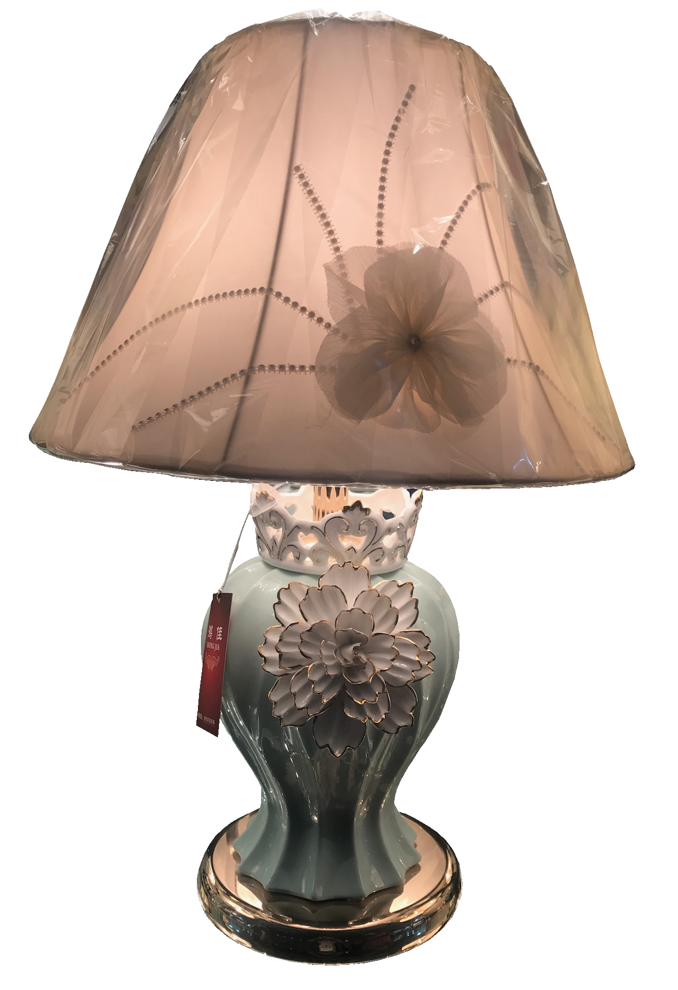 Đèn bàn sứ cao cấp hoa thược dược T8223