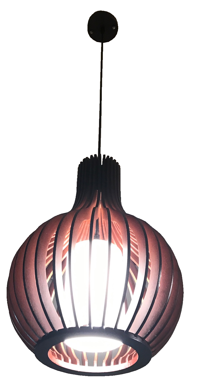 Đèn thả đơn gỗ chao thủy tinh 1019-1