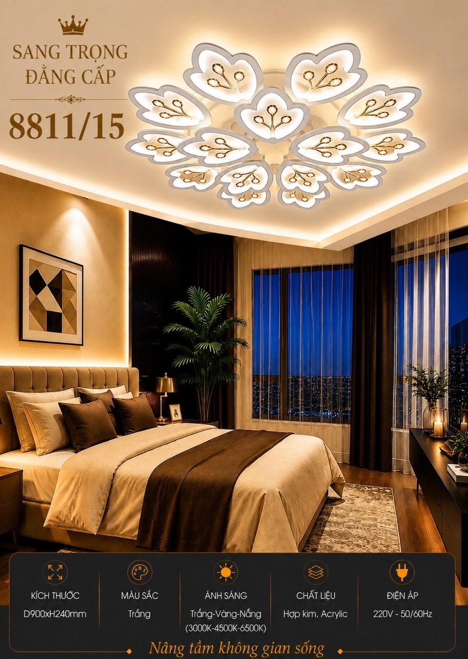 Đèn ốp led cánh hoa 8811/15WH(R1030xH180)