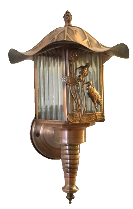 Đèn cột mạ đồng nắp lá sen 1614/1