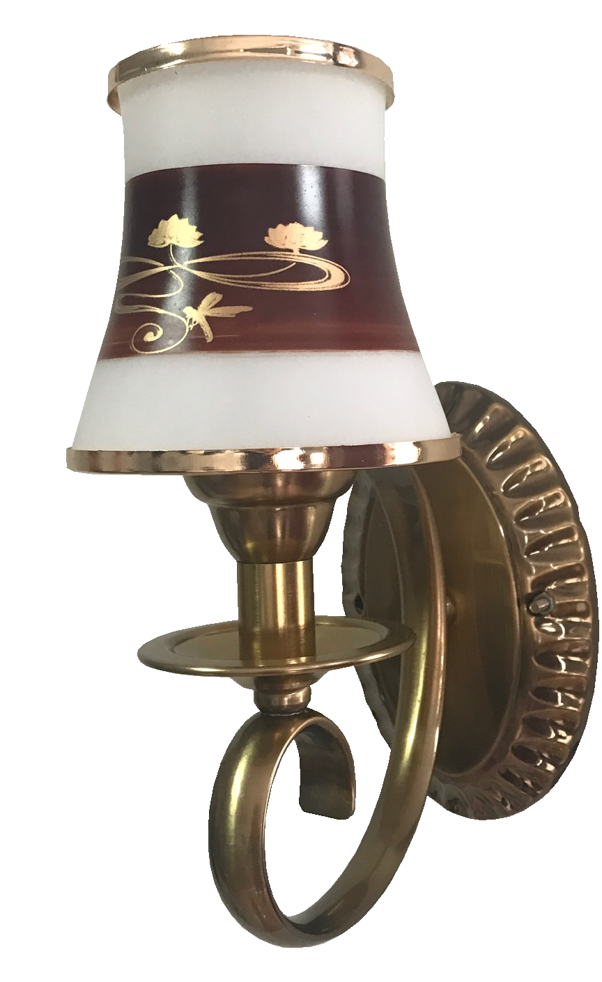 Đèn tường tay mạ đồng chao thủy tinh 8733/1(12,5x30x20)