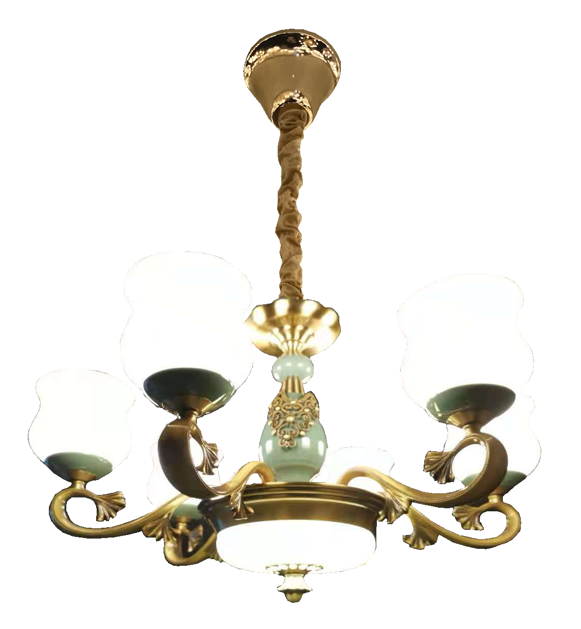 Đèn chùm mạ đồng thân sứ MD9051/6
