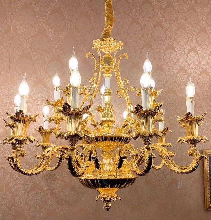 Đèn chùm mạ đồng 672/15