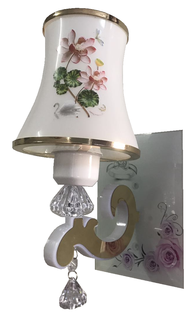 Đèn tường đế kính chao hoa lá 8852/1 Cũ