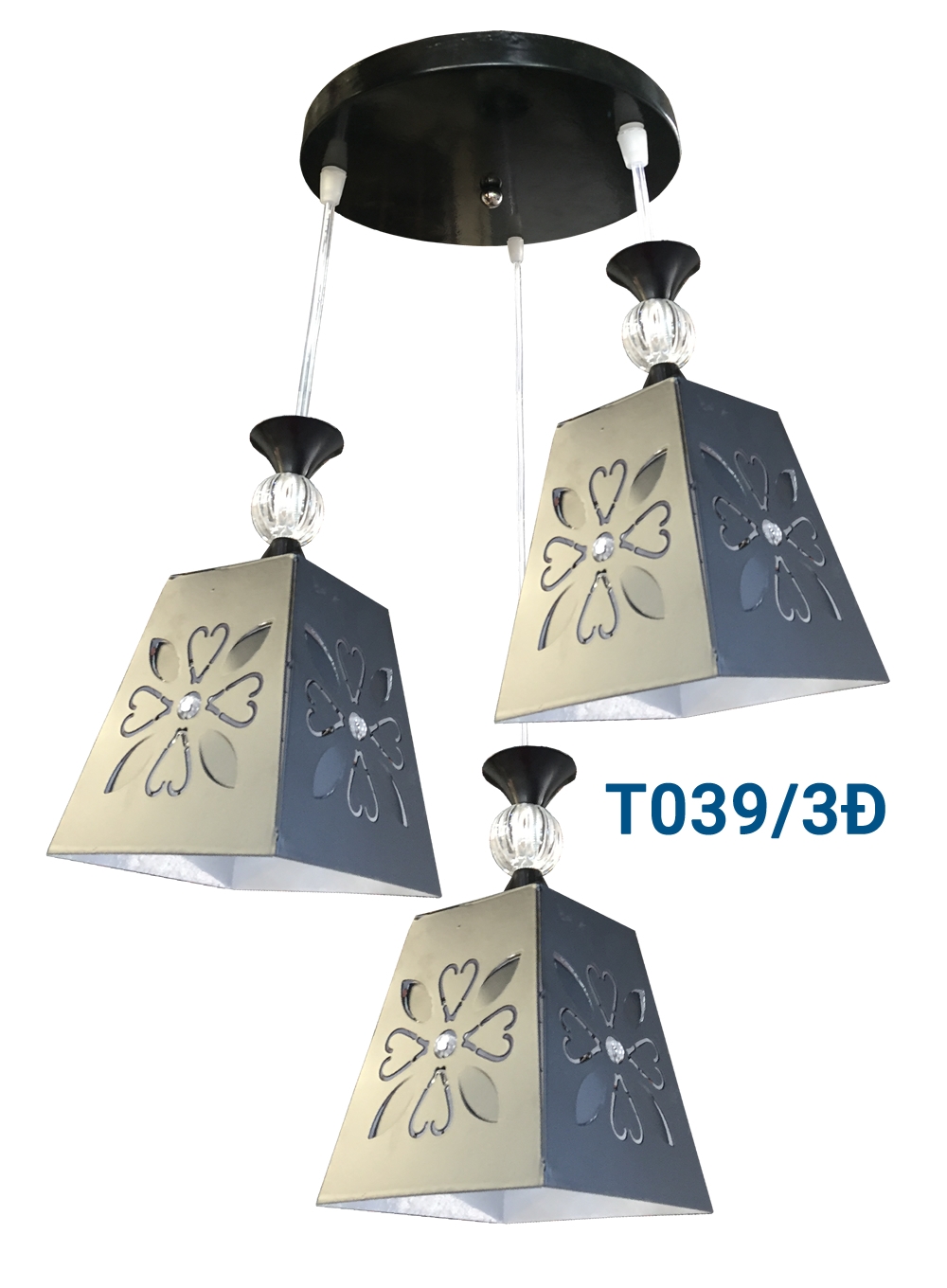 Đèn thả chao vuông đen T039/3BK