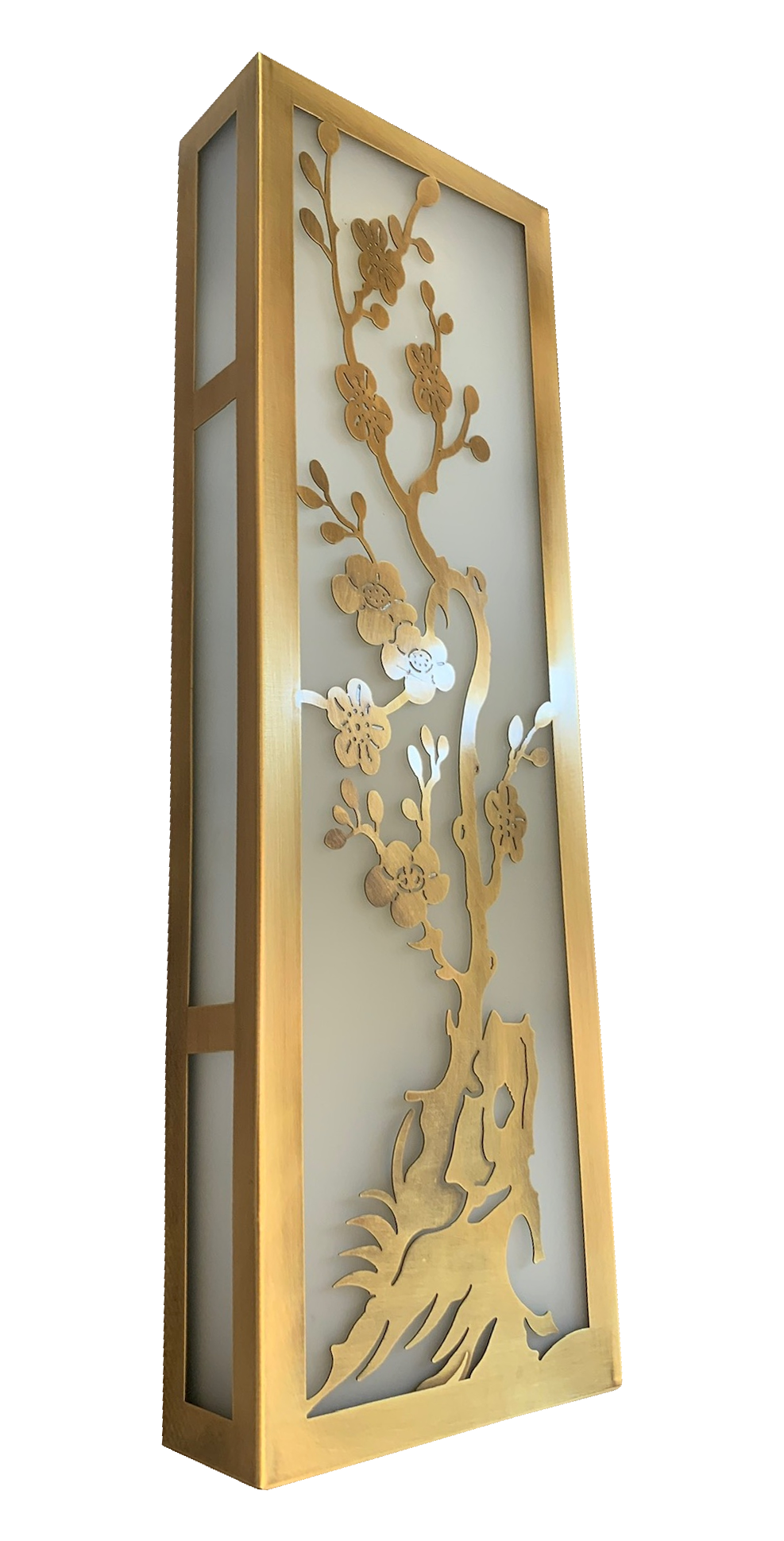 Hắt tranh đồng xịn hoa  mai B7066 (48x15cm)